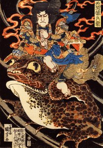 Tenjiku Tokubei Riding a Giant Toad by Utagawa Kuniyoshi